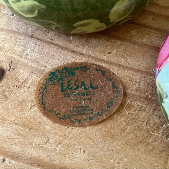 Lesal Ceramics Jewelry Trinket Box Handcrafted Floral Pink Purple Green - Picture 9 of 10